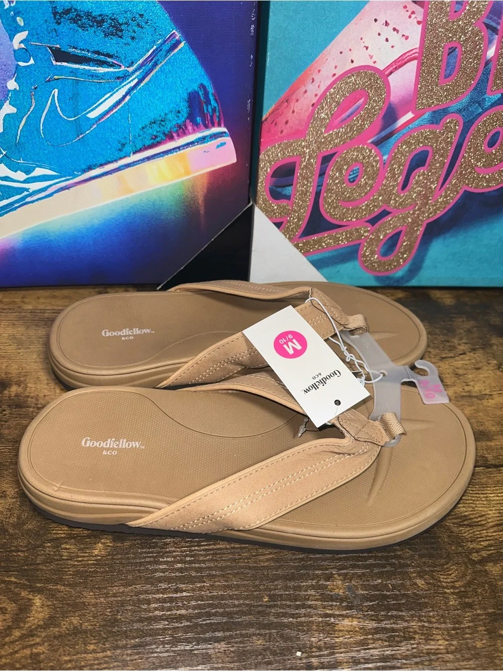 Men's lan Comfort Flip Flop Thong Sandals - Goodfellow & Co™ Tan Medium 9/10